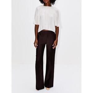 Gabriela Hearst Nula Double Plisse Silk Top in Ivory IT 40 US S